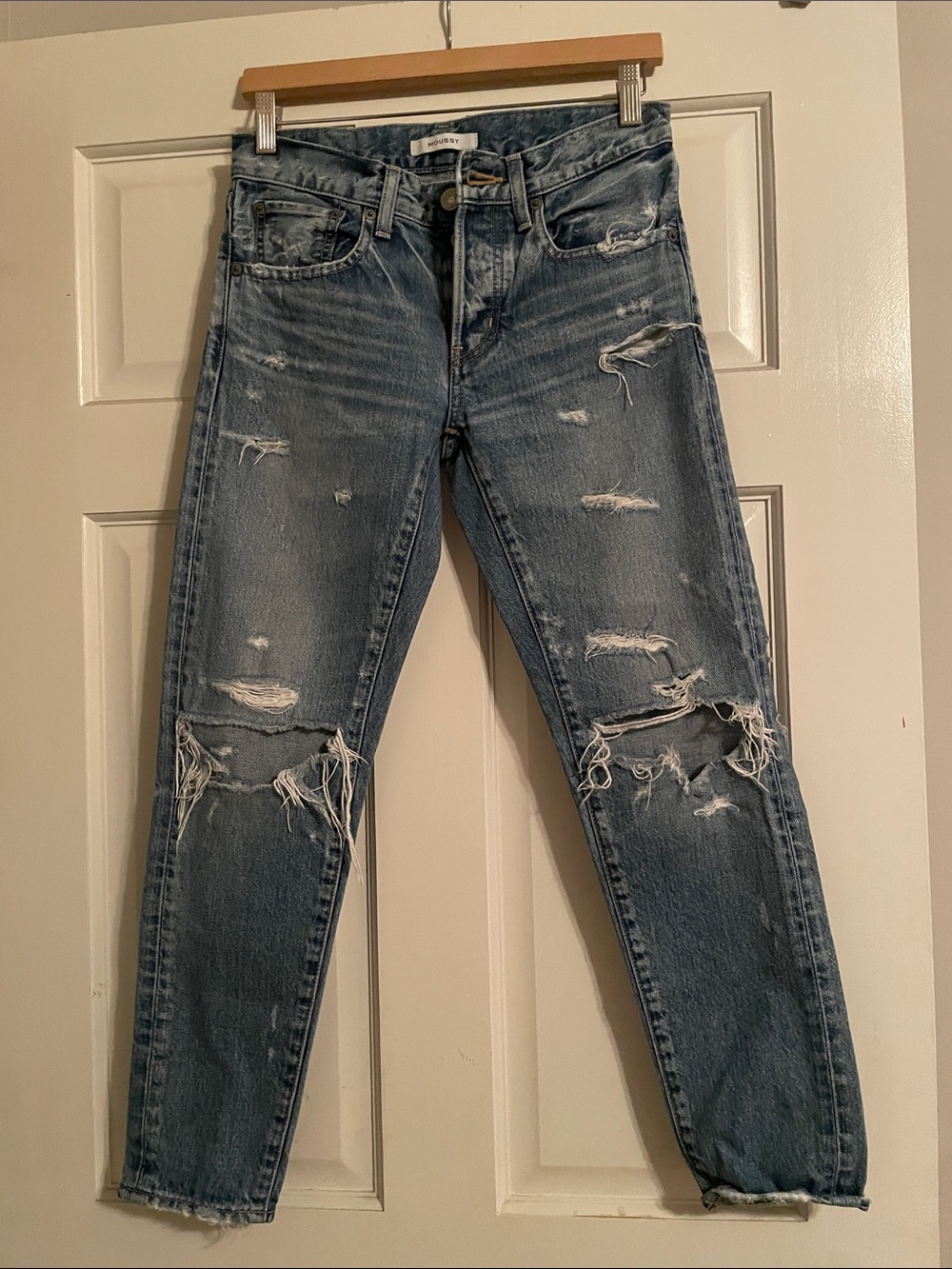 Moussy Light Blue Distressed Boyfriend Jeans